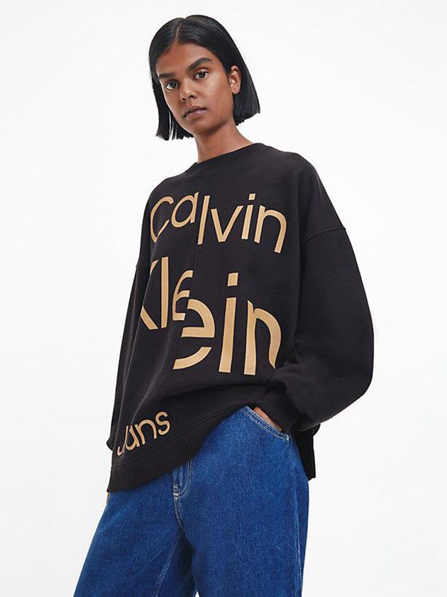 Calvin Klein USA Oversized Recycled Logo Womens Sweatshirt Black 6507983-SC